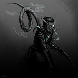 Sketch portrait of Drifter transforming into a void angel